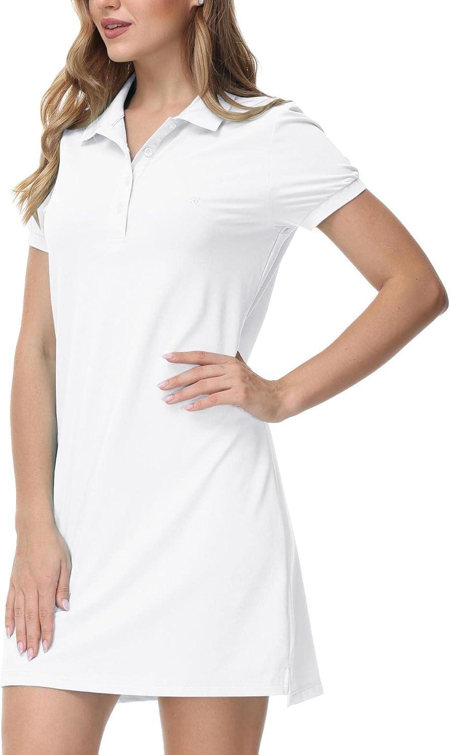 imageFemme Polo Robe Manches Courtes Coton Sport Tennis Golf DressBlanc