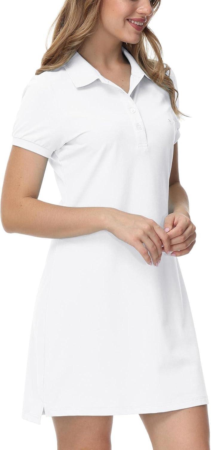 imageFemme Polo Robe Manches Courtes Coton Sport Tennis Golf DressBlanc