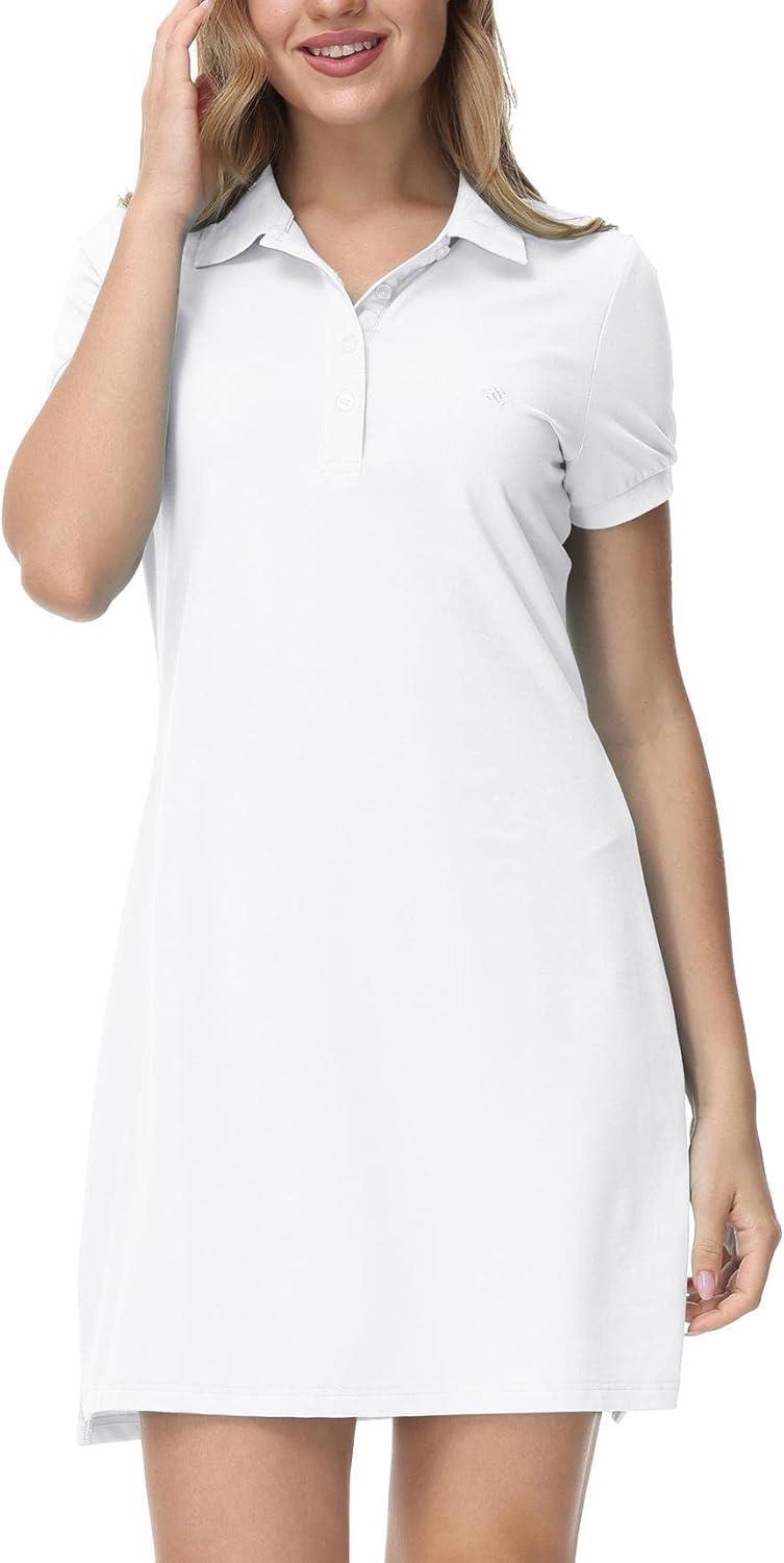 imageFemme Polo Robe Manches Courtes Coton Sport Tennis Golf DressBlanc
