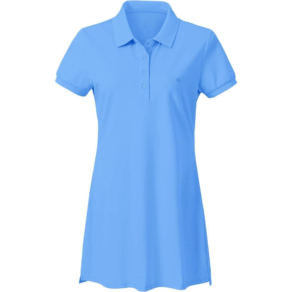 imageFemme Polo Robe Manches Courtes Coton Sport Tennis Golf DressBleu Ciel