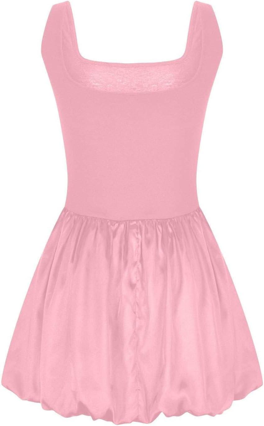 imageRobe de tennis pour femme Taille sexy Couleur unie Patchwork Robe dt courte Rose XXL