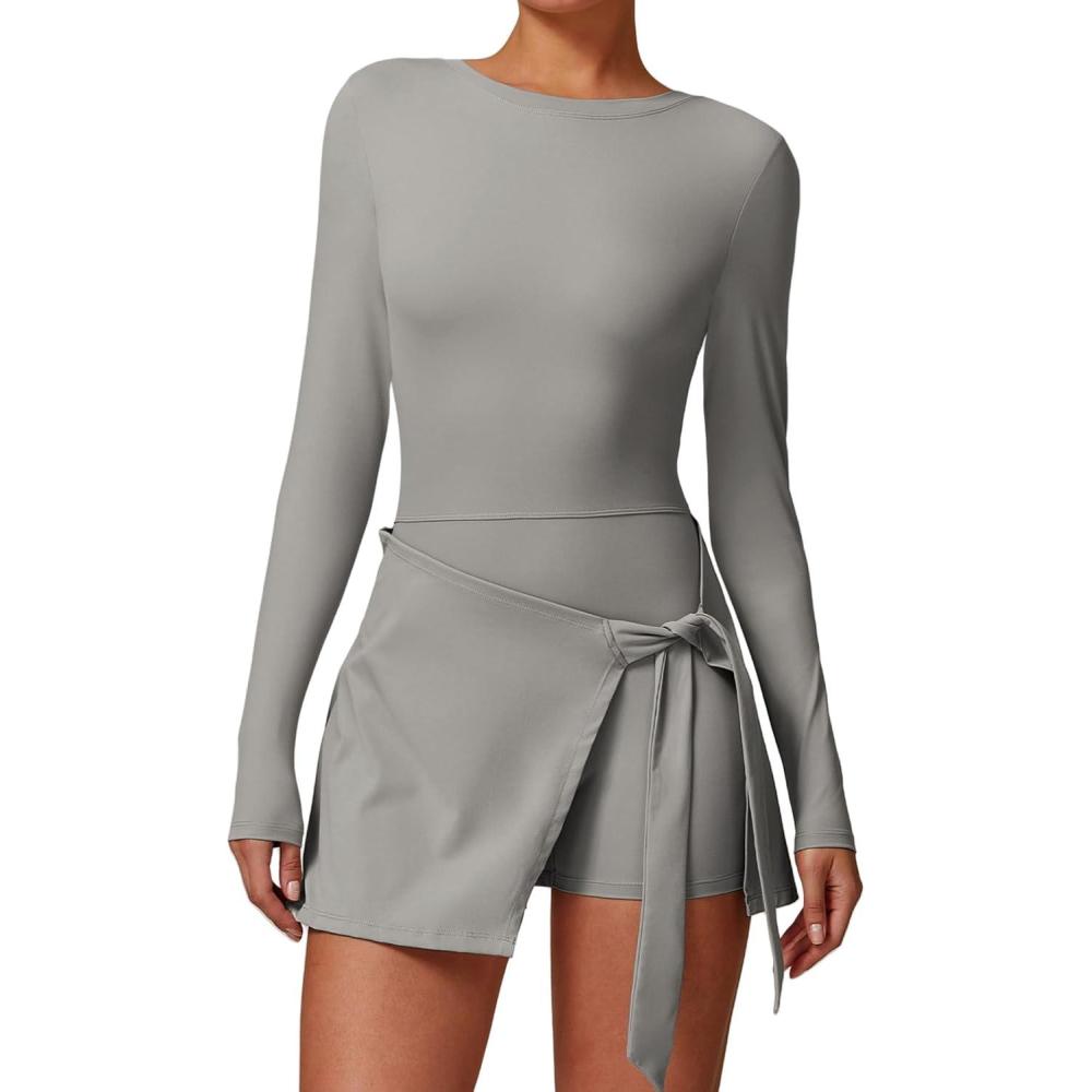 imageRobe de Tennis pour Femme Robe Courte dcontracte sans Manches Robe Athltique t Robe de Golf WorkoutLonggris Clair