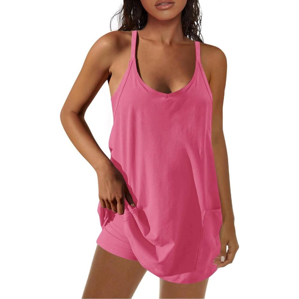 imageSENSERISE Mini robe de tennis avec poches intgres pour femme rose vif Taille L