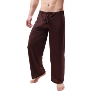 WSLCN Pantalon Yoga Homme Taille Elastique Léger Confortable Lounge Pants Bas de Pyjama Jogging Pantalon Décontracté(Café)
