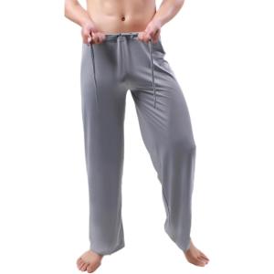 WSLCN Pantalon Yoga Homme Taille Elastique Léger Confortable Lounge Pants Bas de Pyjama Jogging Pantalon Décontracté(Gris)