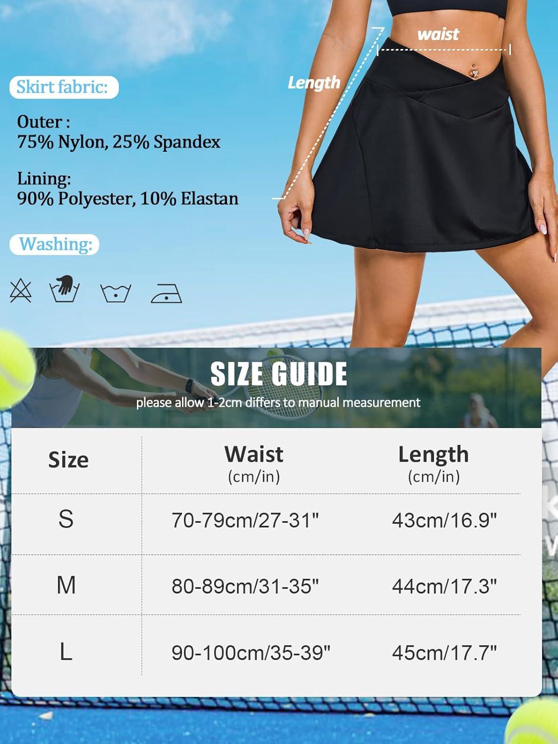 imageJupe de tennis plisse avec short pour femme Taille haute Jupe athltique de golf avec pochesNoir