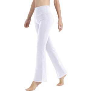 LaiEr Yoga Pants for Women Tummy Control Workout Bootleg Pants High Waist 4 Way Stretch Pants with Inner Pockets(Blanc)