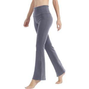 LaiEr Yoga Pants for Women Tummy Control Workout Bootleg Pants High Waist 4 Way Stretch Pants with Inner Pockets(Gris Clair)