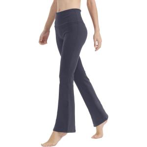 LaiEr Yoga Pants for Women Tummy Control Workout Bootleg Pants High Waist 4 Way Stretch Pants with Inner Pockets(Gris Foncé)