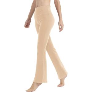 LaiEr Yoga Pants for Women Tummy Control Workout Bootleg Pants High Waist 4 Way Stretch Pants with Inner Pockets(Kaki)