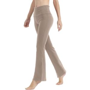 LaiEr Yoga Pants for Women Tummy Control Workout Bootleg Pants High Waist 4 Way Stretch Pants with Inner Pockets(Marron Clair)