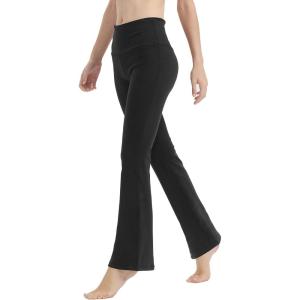 LaiEr Yoga Pants for Women Tummy Control Workout Bootleg Pants High Waist 4 Way Stretch Pants with Inner Pockets(Noir)