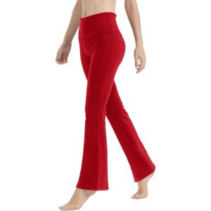 LaiEr Yoga Pants for Women Tummy Control Workout Bootleg Pants High Waist 4 Way Stretch Pants with Inner Pockets(Rouge de Noël)
