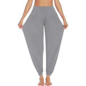 PINSPARK Pantalons de Yoga Femmes Sarouel Long de Yoga Sport de Jogging Courbes Sarouel Surdimensionné de Loisirs de Sport élégants(Gris Clair)