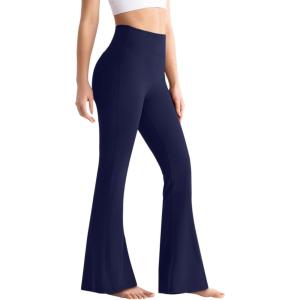 Pantalon de Yoga Bootcut Femmes Legging évasé Taille Haute Contrôle du Ventre Pantalon de Loisirs Extensible Jogging Pantalon pour Sport Fitness Yoga Danse(A Bleu Foncé)