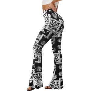 Sundwudu Leggings de yoga à pattes d&rsquo;éléphant, ajustés aux cuisses et aux genoux, taille haute, doux et élégants pour femme, noir(6-pierre Noire)