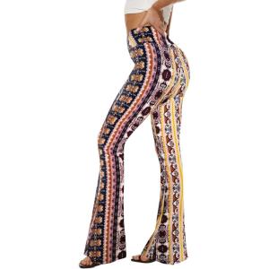Sundwudu Leggings de yoga à pattes d&rsquo;éléphant, ajustés aux cuisses et aux genoux, taille haute, doux et élégants pour femme, noir(7-boho)