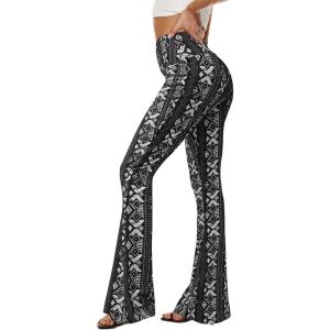 Sundwudu Leggings de yoga à pattes d&rsquo;éléphant, ajustés aux cuisses et aux genoux, taille haute, doux et élégants pour femme, noir(9-retro Noir)