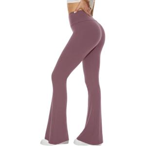 Sundwudu Leggings de yoga à pattes d&rsquo;éléphant, ajustés aux cuisses et aux genoux, taille haute, doux et élégants pour femme, noir(Rose)
