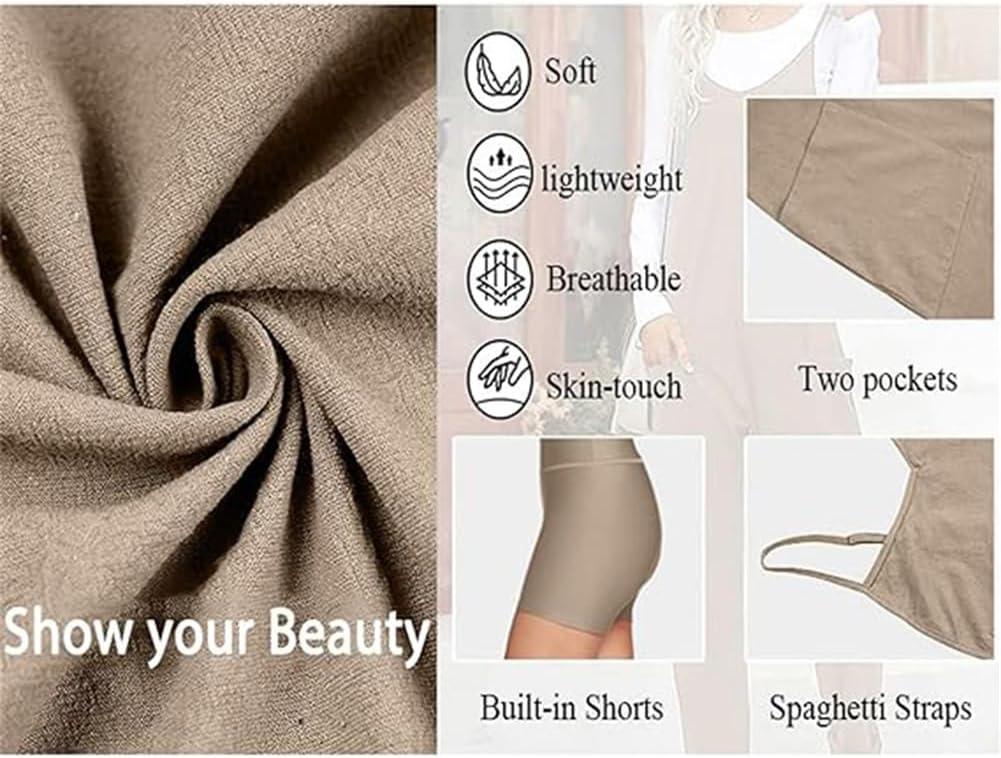 image:imageMoonycozy Robe avec short intgr robe de tennis pour femme robe bretelles rglables avec poches mini robe dtCorail