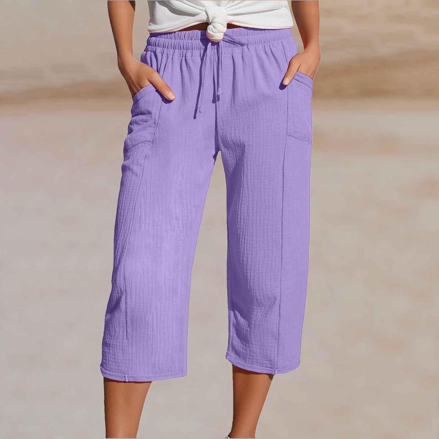 image:imageGenerisch 2026 Pantalon de loisirs jambes droites Taille haute Sport Pantalon ampleLilas