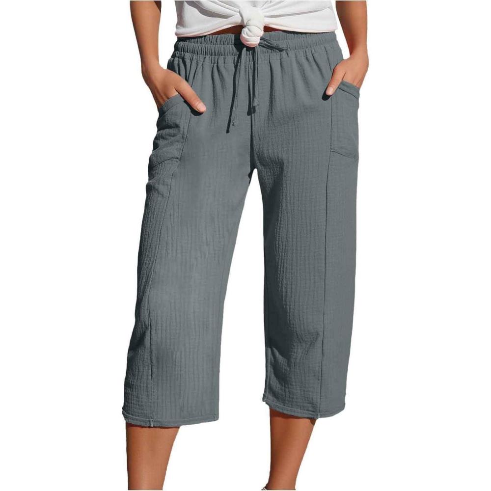 image:imageGenerisch 2026 Pantalon de loisirs jambes droites Taille haute Sport Pantalon ampleGris