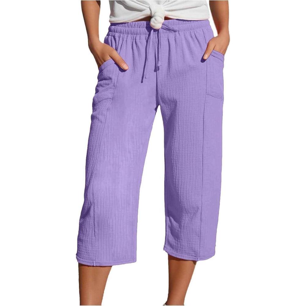 image:imageGenerisch 2026 Pantalon de loisirs jambes droites Taille haute Sport Pantalon ampleLilas