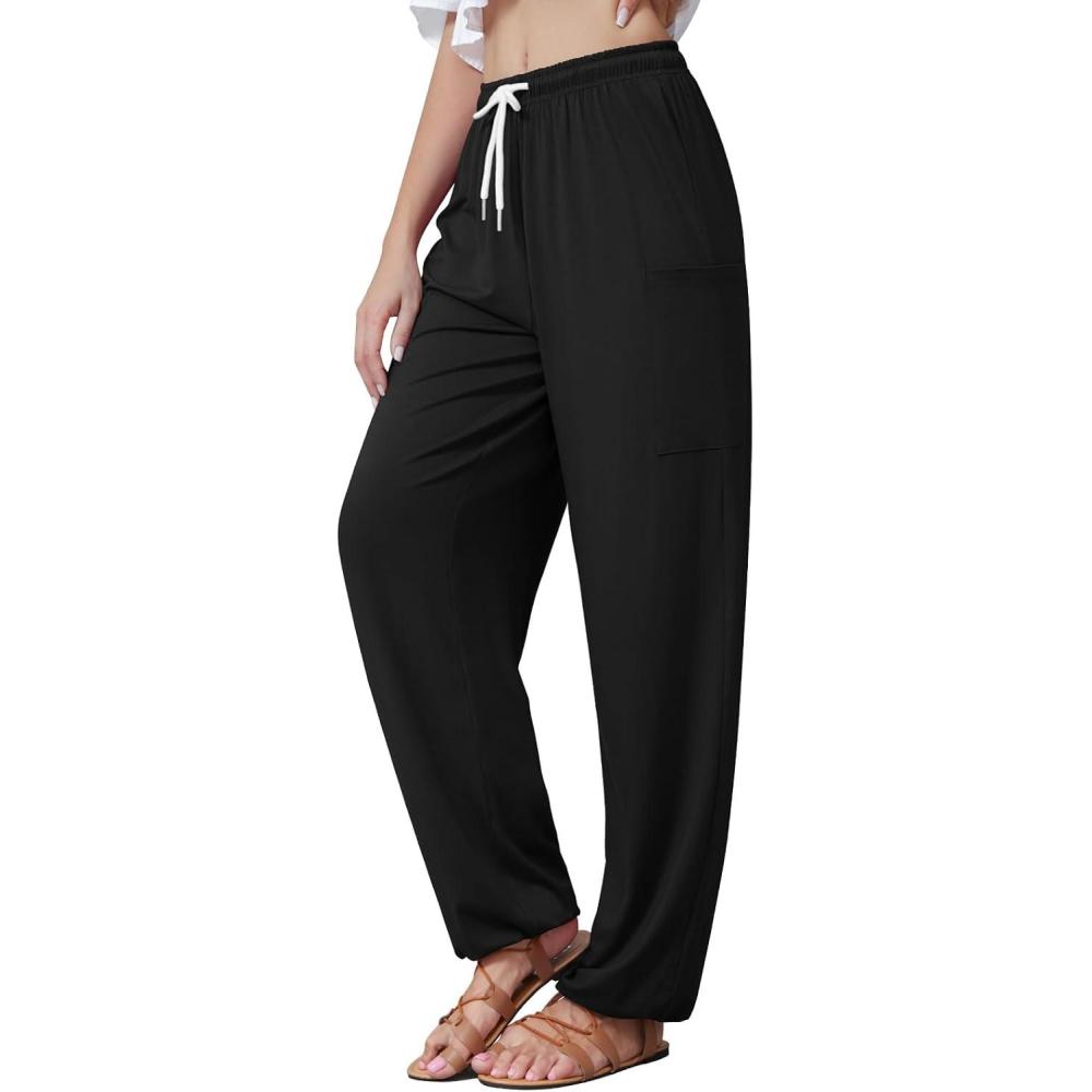 image:imageQIANXIZHAN Boho Palazzo Pants  Mous  Palazzo  Femme1noir