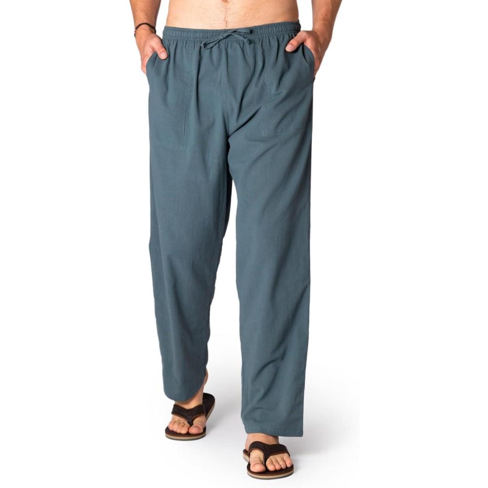 image:imagePANASIAM K Pants Pantalon Pur Coton Naturel Doux et Confortable avec Poches Cordon de Serrage et Ceinture ElastiqueBleu Ptrole