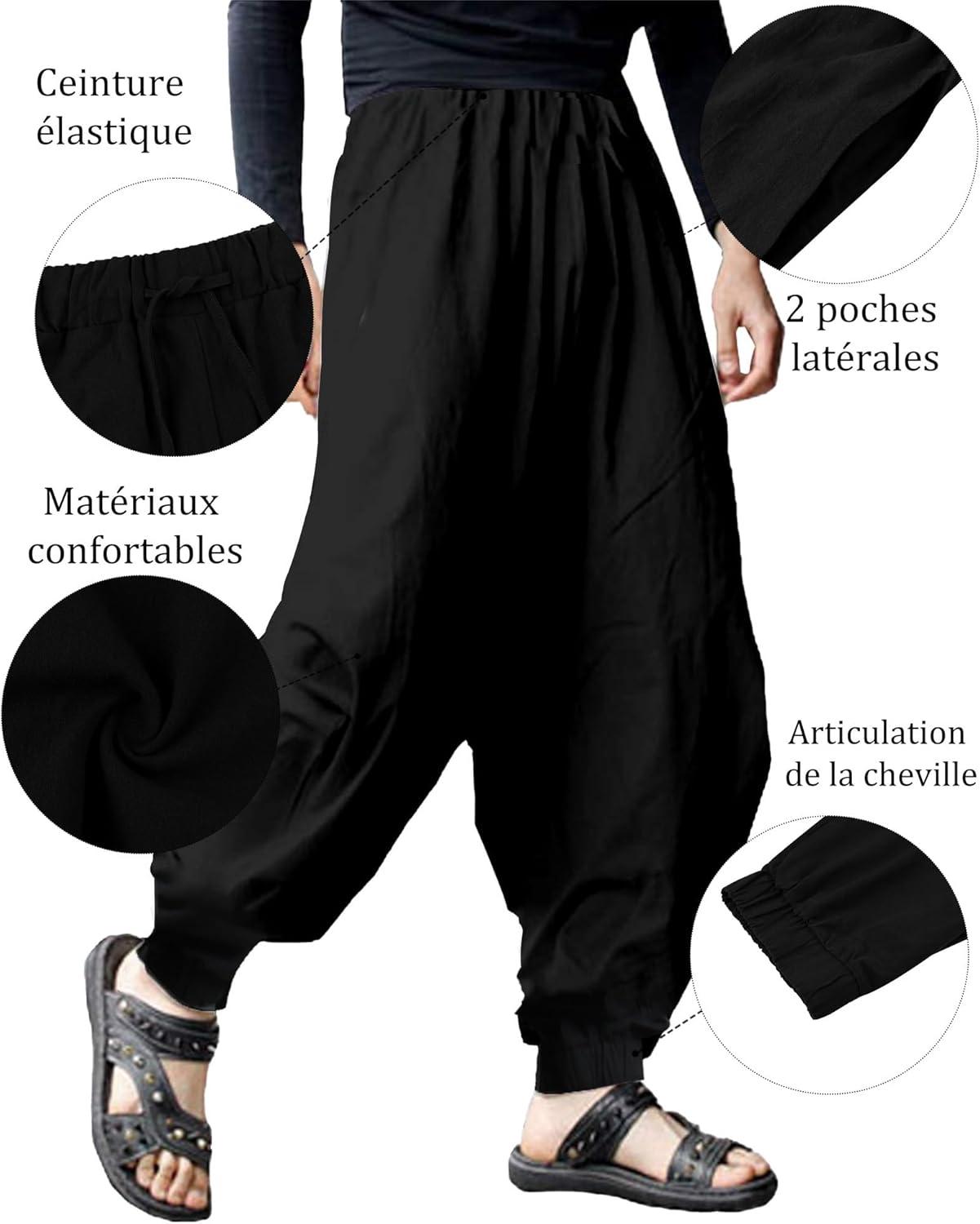 image:imageYAOHUOLE Pantalon de Sport Homme Sarouel Dcontract Baggy Elastique Harme PantsNoir