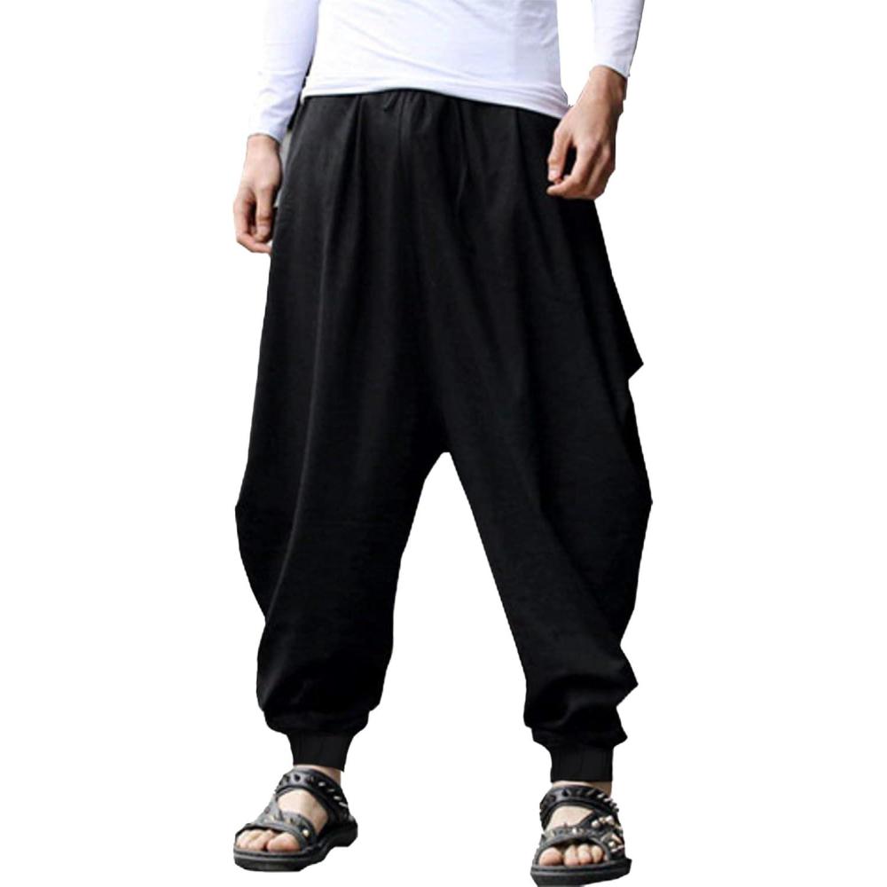 image:imageYAOHUOLE Pantalon de Sport Homme Sarouel Dcontract Baggy Elastique Harme PantsNoir