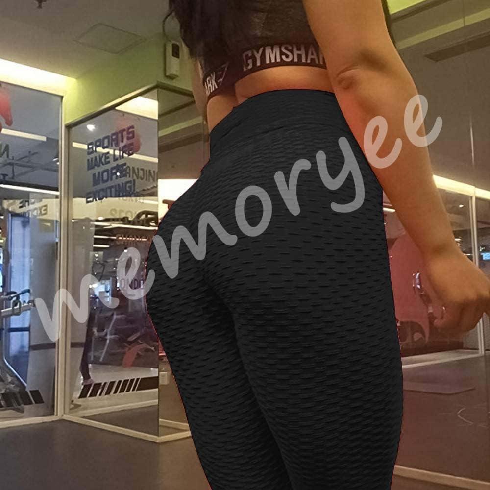 image:imageMemoryee Leggings Femme AntiCellulite Push Up Butt Lift Elastique Taille Haute Grande Taille Sport Pantalon de YogaNoir