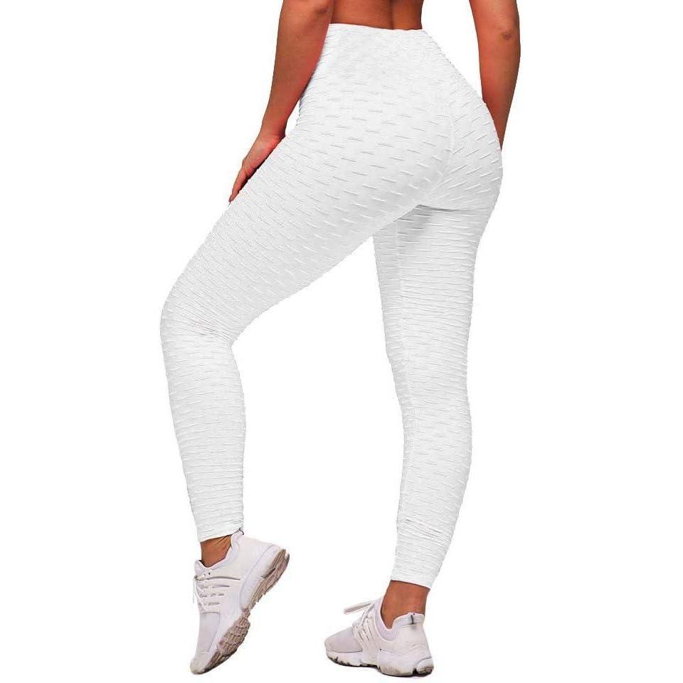 image:imageMemoryee Leggings Femme AntiCellulite Push Up Butt Lift Elastique Taille Haute Grande Taille Sport Pantalon de YogaBlanc