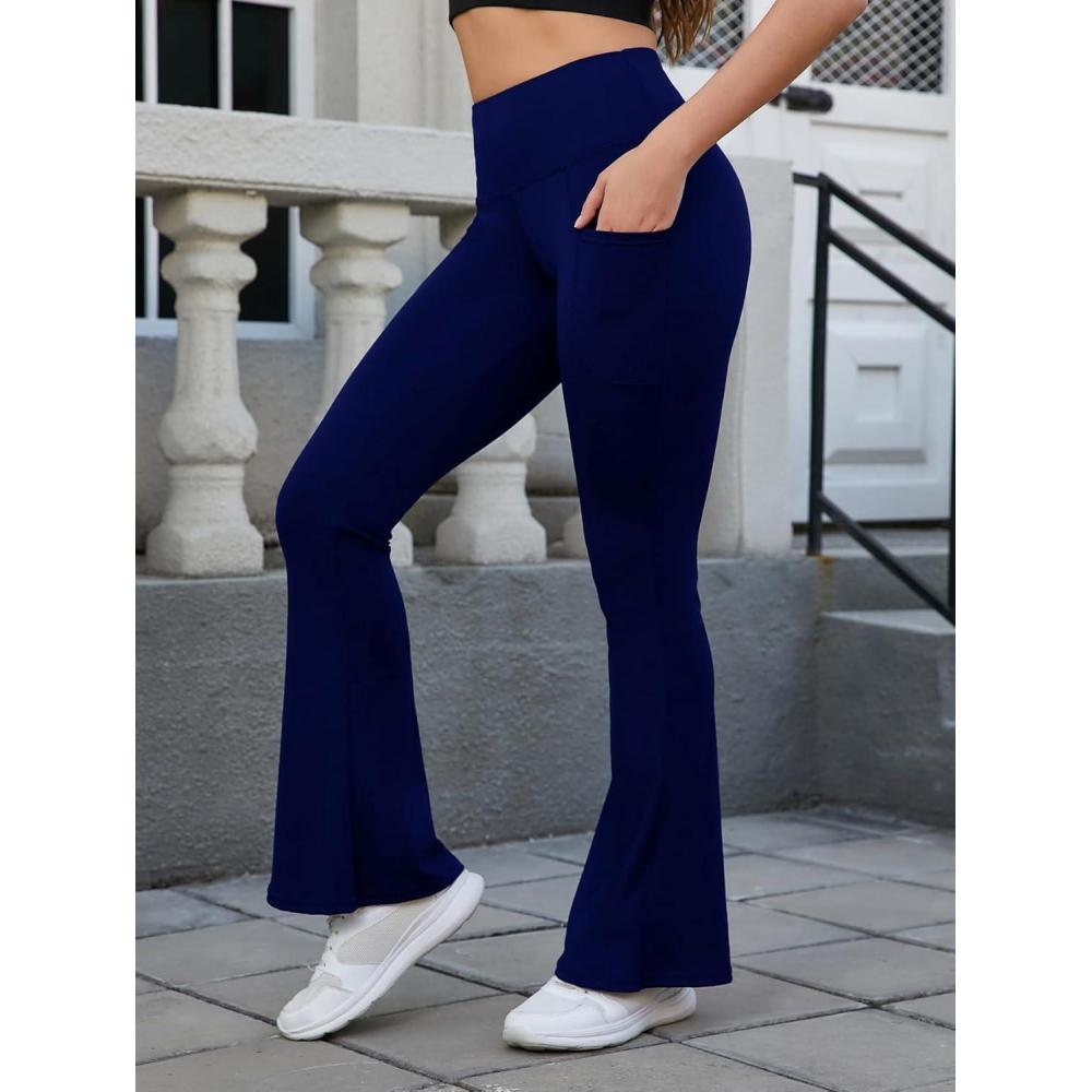 image:imagePantalon de yoga vas taille haute avec poches pour femmeBleu Marine