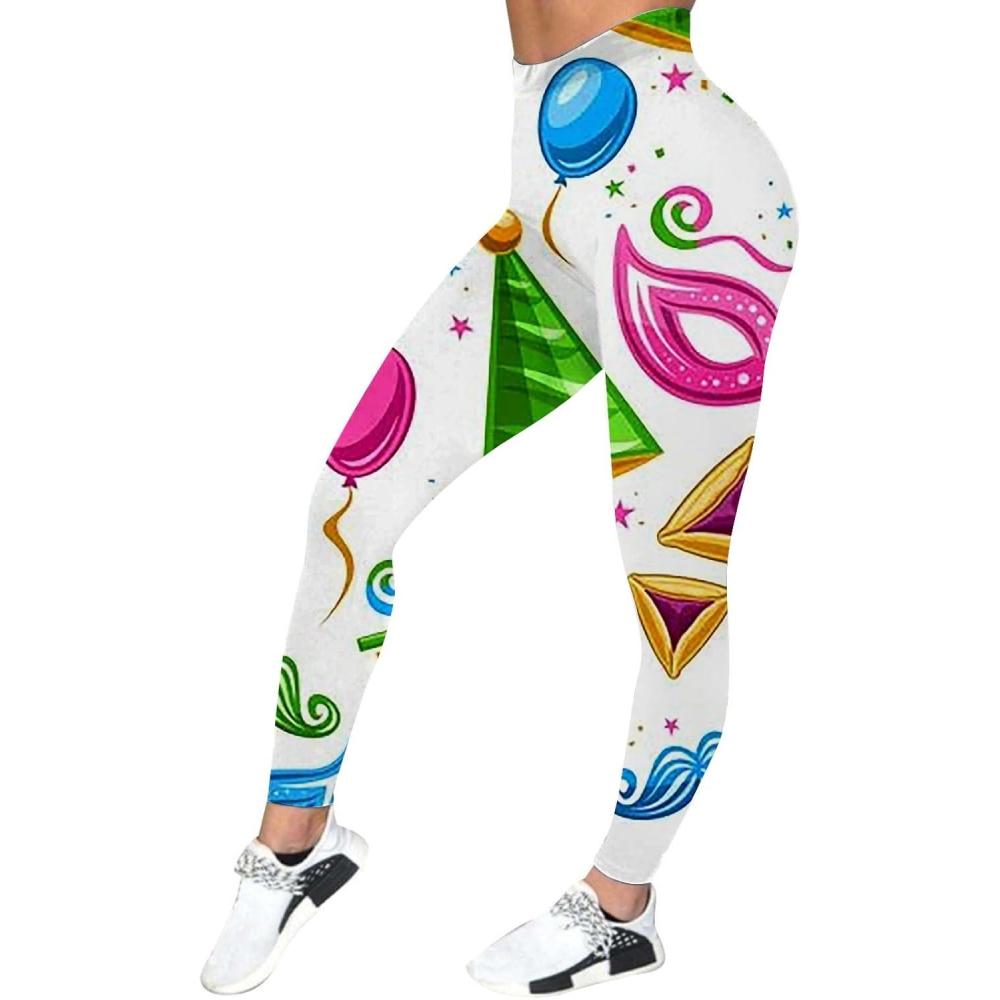 image:imageGenerisch Femmes Carnaval Color Imprim Plumes Pantalons de Yoga Sport Dcontract Gutres la ModeRose