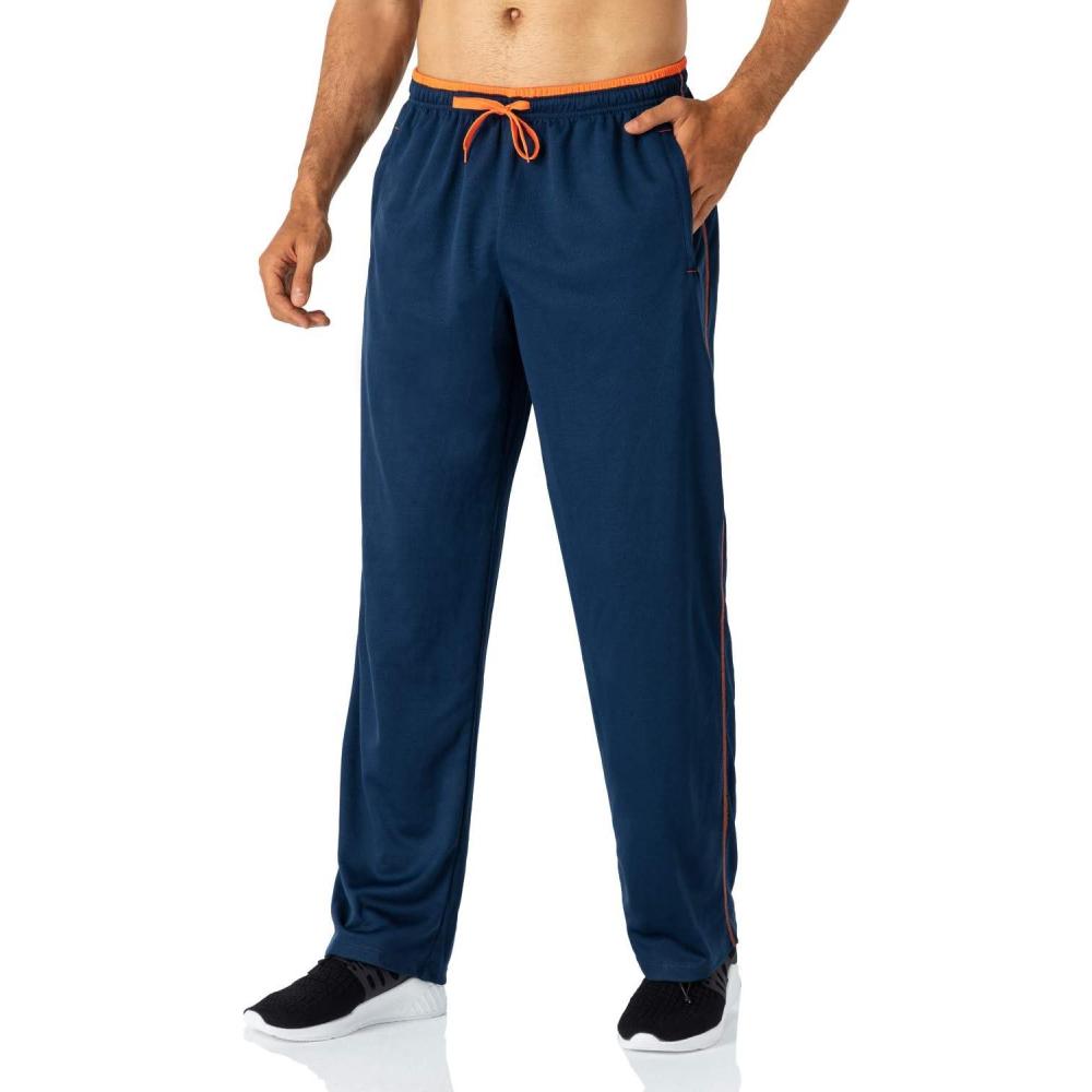 image:imageButrends Pantalon de Jogging pour Homme Pantalon de Course lger avec Poches zippes Pantalon de Sport Taille lastique Pantalon de survtement Fond OuvertBleu MarinOrange