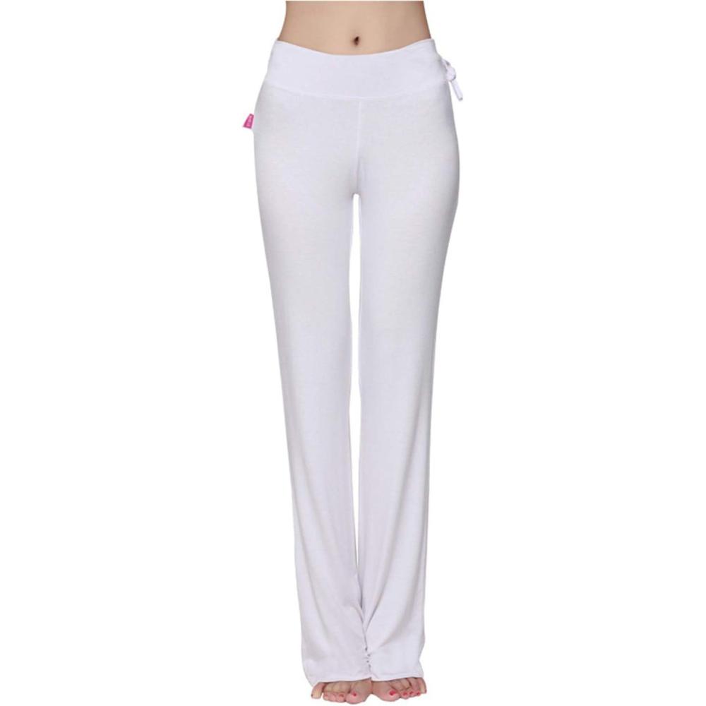 image:imageMESHIKAIER Super Doux Pantalon de Yoga Femme Fille Pantalon de Minceur Pantalon de Danse Pantalon de Sport Pantalon Elastique et ExtensibleBlanc