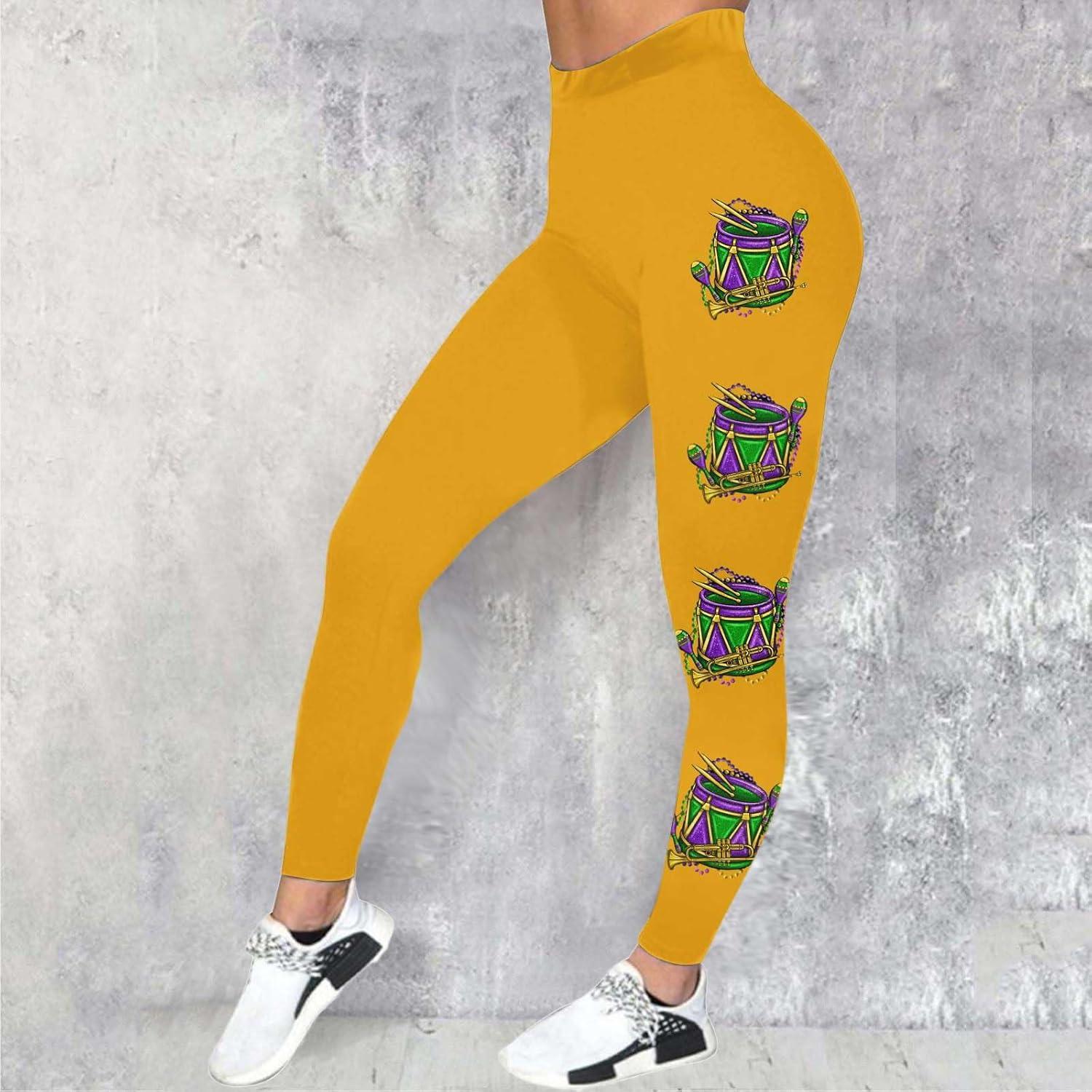 image:imageGenerisch Femmes Casual Sport Yoga Pantalons Color Imprim Mode LeggingsJaune